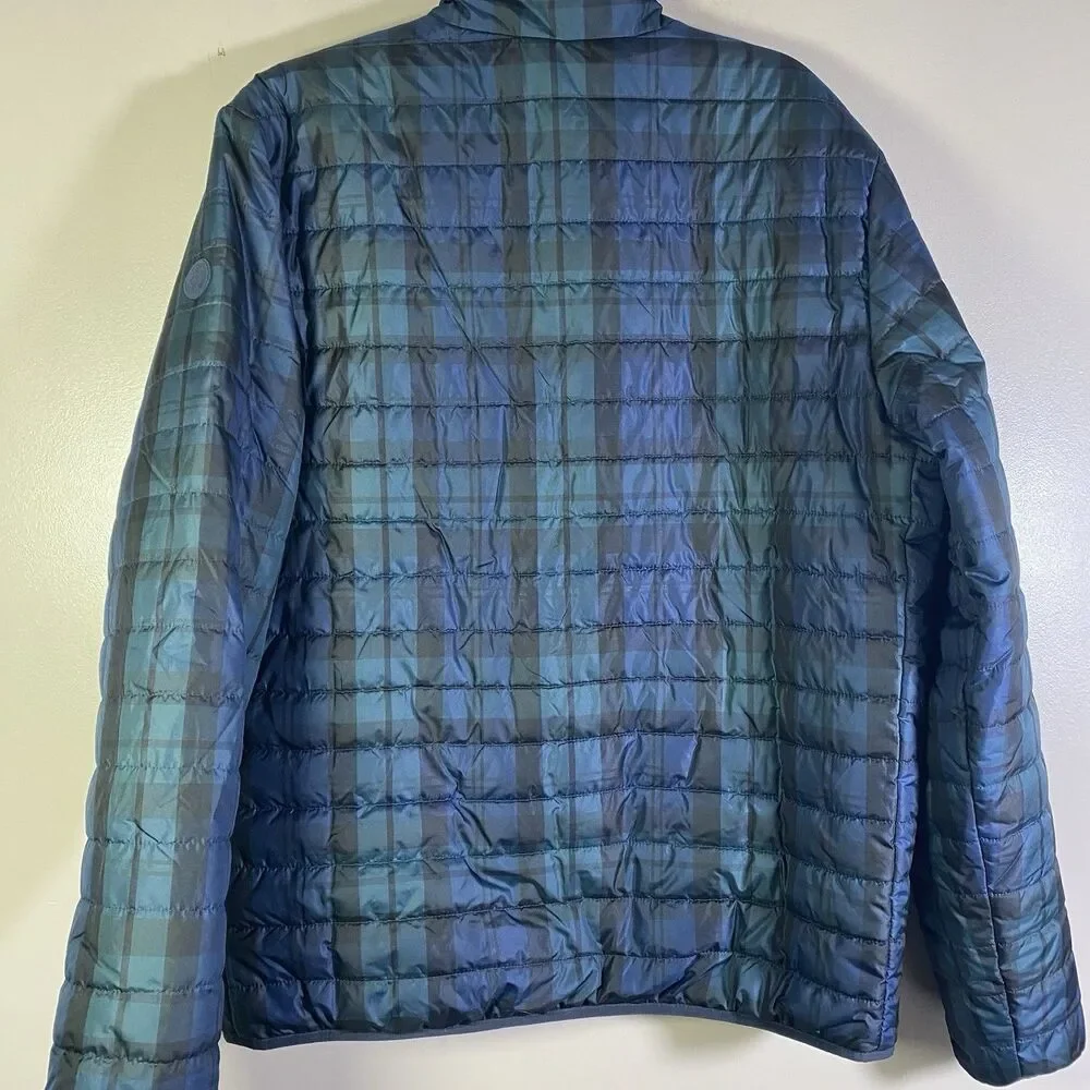 Brooks Brothers Puffer Jacket Mens XL  Blackwatch Tartan Reversible Blue Green